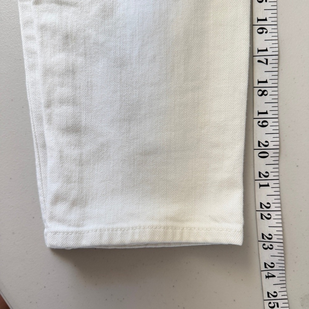 Tory Burch White Cropped Jeans‎ Embroidered Logo Back Pockets Size 28 - Picture 11 of 12